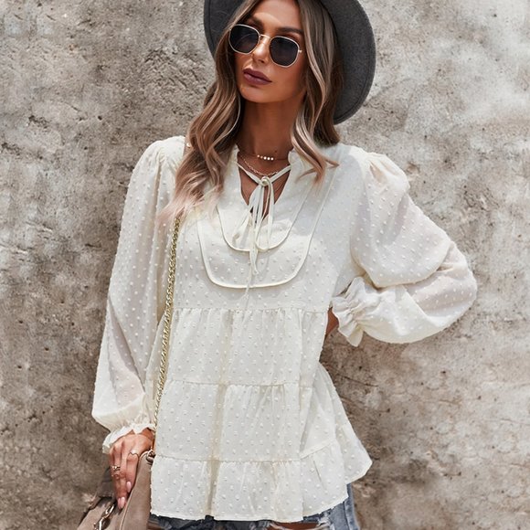 VINTAGE BOHO CHIC LAYERED BELL SLEEVED BLOUSE - Picture 3 of 9